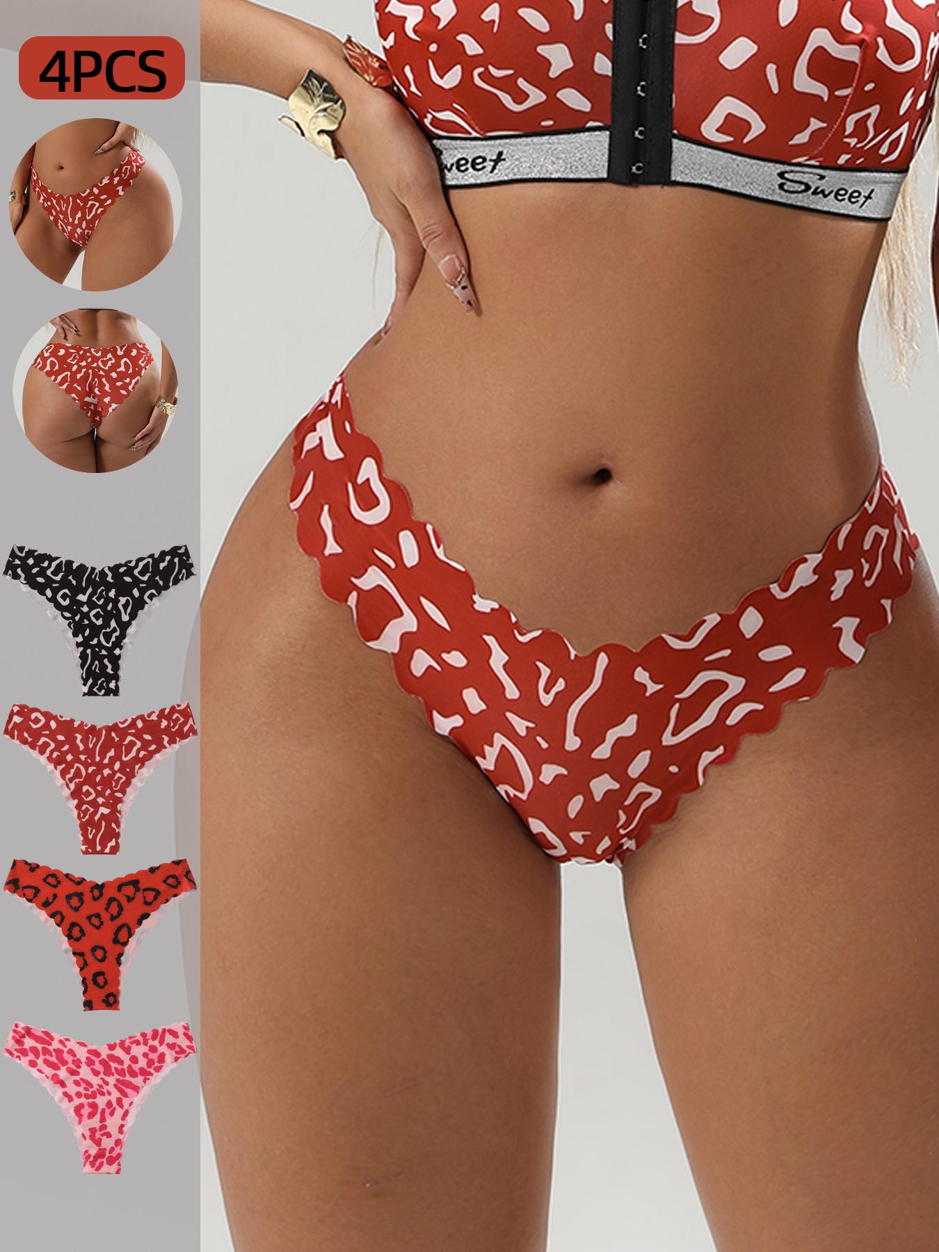 Women's 4/5/6/7/8/10-Piece Underwear Set, Leopard & Floral Prints, Fitted Breathable and Comfortable Design, All-Season Wear