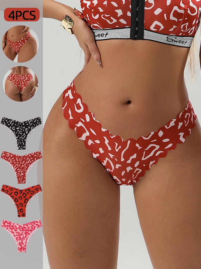 Women's 4/5/6/7/8/10-Piece Underwear Set, Leopard & Floral Prints, Fitted Breathable and Comfortable Design, All-Season Wear
