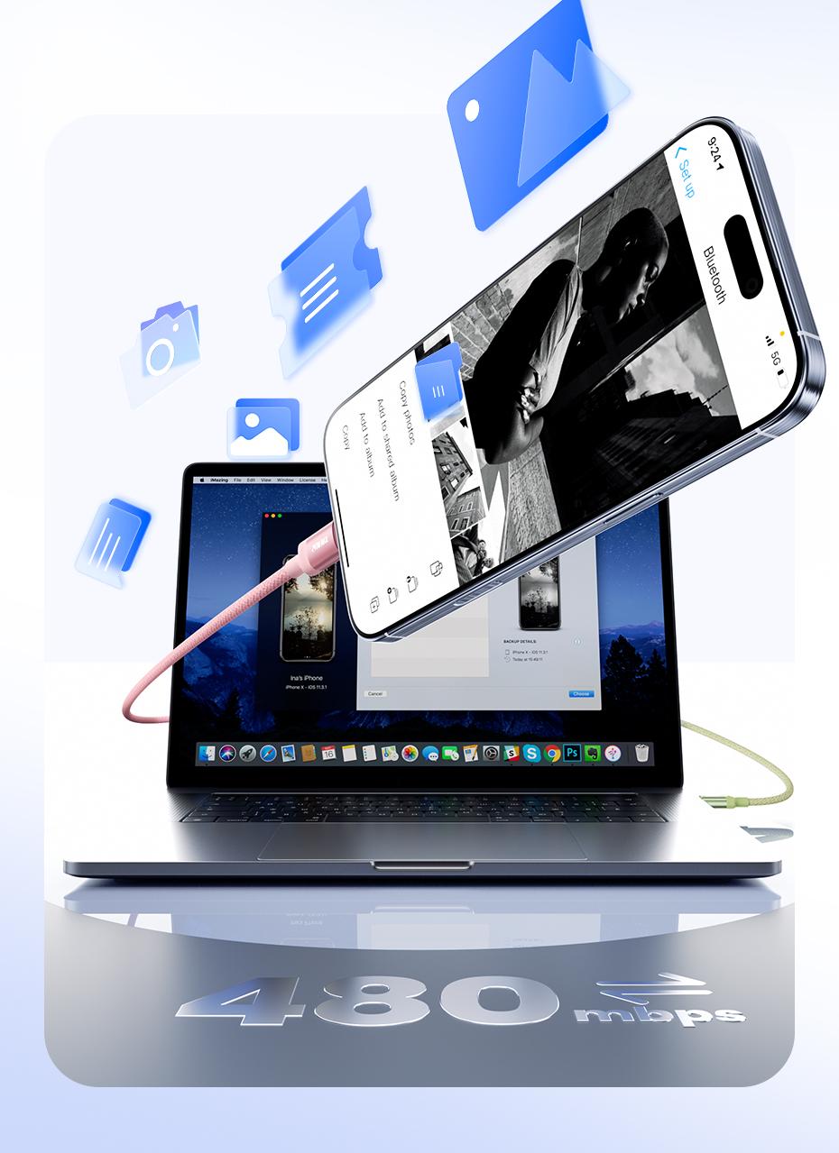 Toocki 240W Colorful Gradient Type C to Type C Cable PD 3.1 QC4.0 Ultra-High Power USB C Cable For Xiaomi Samsung iPhone 17 16 15 MacBook Laptop Fast Charging Data Cord