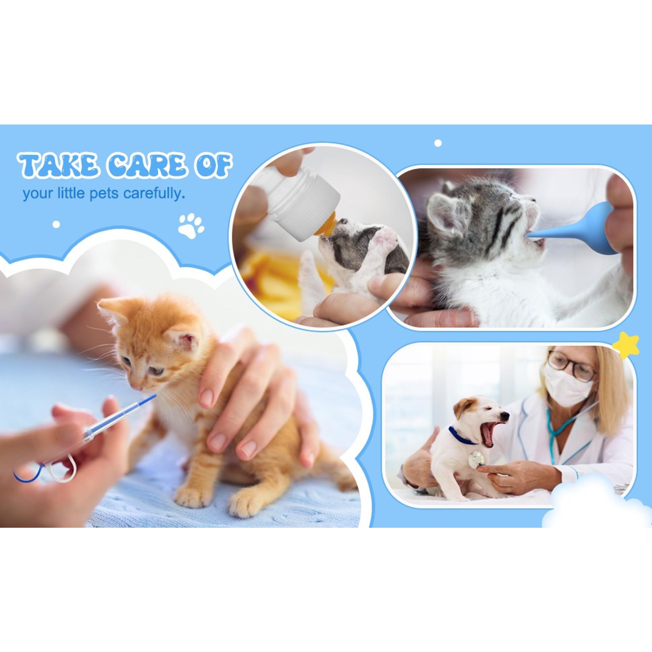 57-Pcs Functional Puppy Whelping Kit with Foldable Base, Includes Feeding Tube (40 in Diameter), Syringes & Tube Feeding Accessories for Newborn Puppies Birth & Bottle Feeding Supplies, Functional Kit