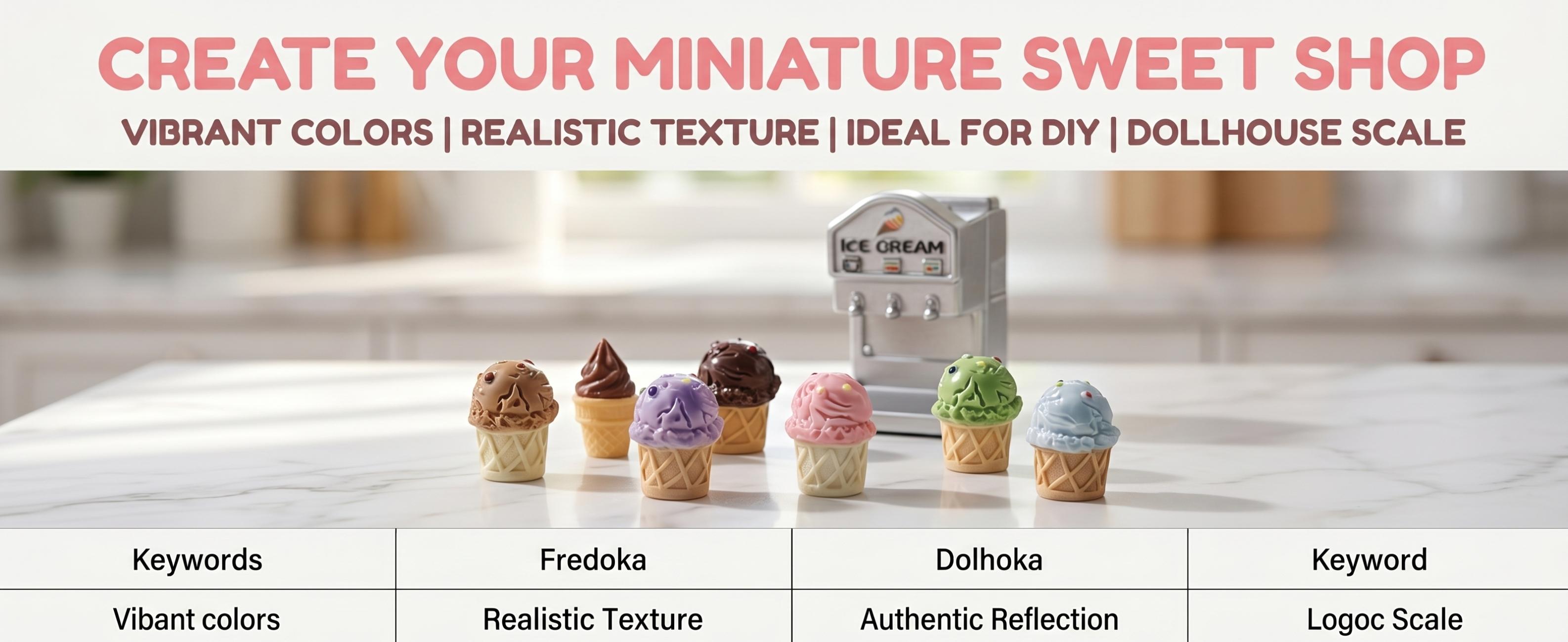 Mini Cartoon Animal Ice Cream Cone, Miniature Food Playset, Dollhouse Scene DIY Craft Decoration, Realistic Cream Gel Phone Case DIY Ornament