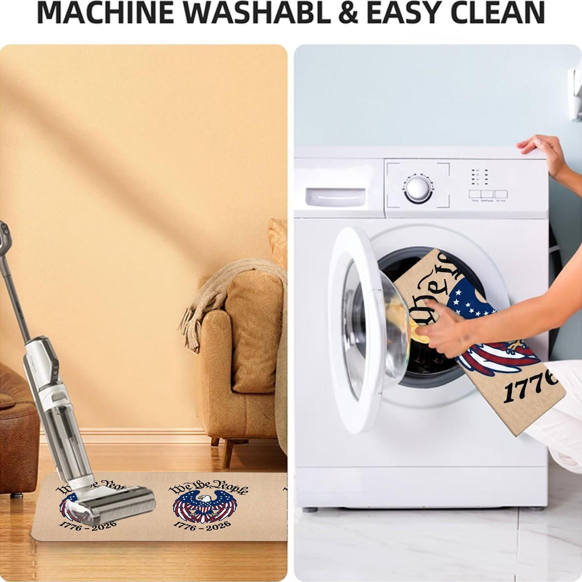 JIT 1/2/3 pcs of flannel simple Memorial Day and Independence Day (July 4th) bald eagle carpet for multi-scenario use as a decorative carpet. Kitchen carpet set, flannel washable bedside soft carpet, suitable for use in kitchens, bedrooms, etc.