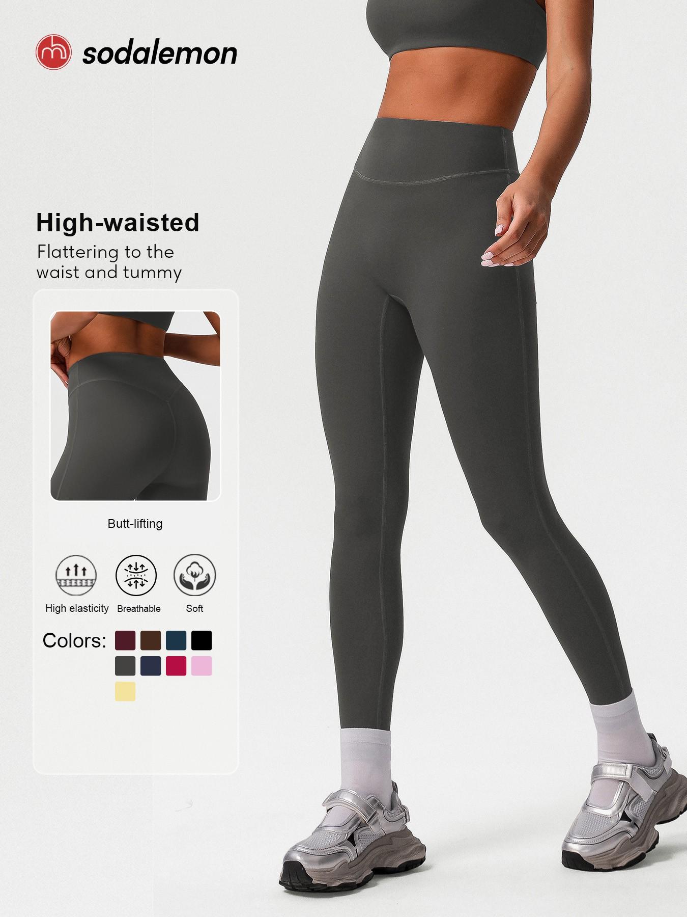 Women's Solid High Waist Sports Leggings, High Waisted Leggings, Casual Comfy Breathable Skinny Pants for Yoga Gym Workout Running, Ladies Sportswear for All Seasons, Womenswear