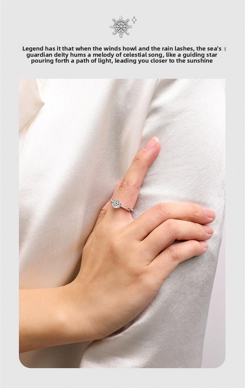 Classic six-prong imitation moissanite adjustable ring for women, high-end copper alloy, simple and stylish, popular cross-border foreign trade item
