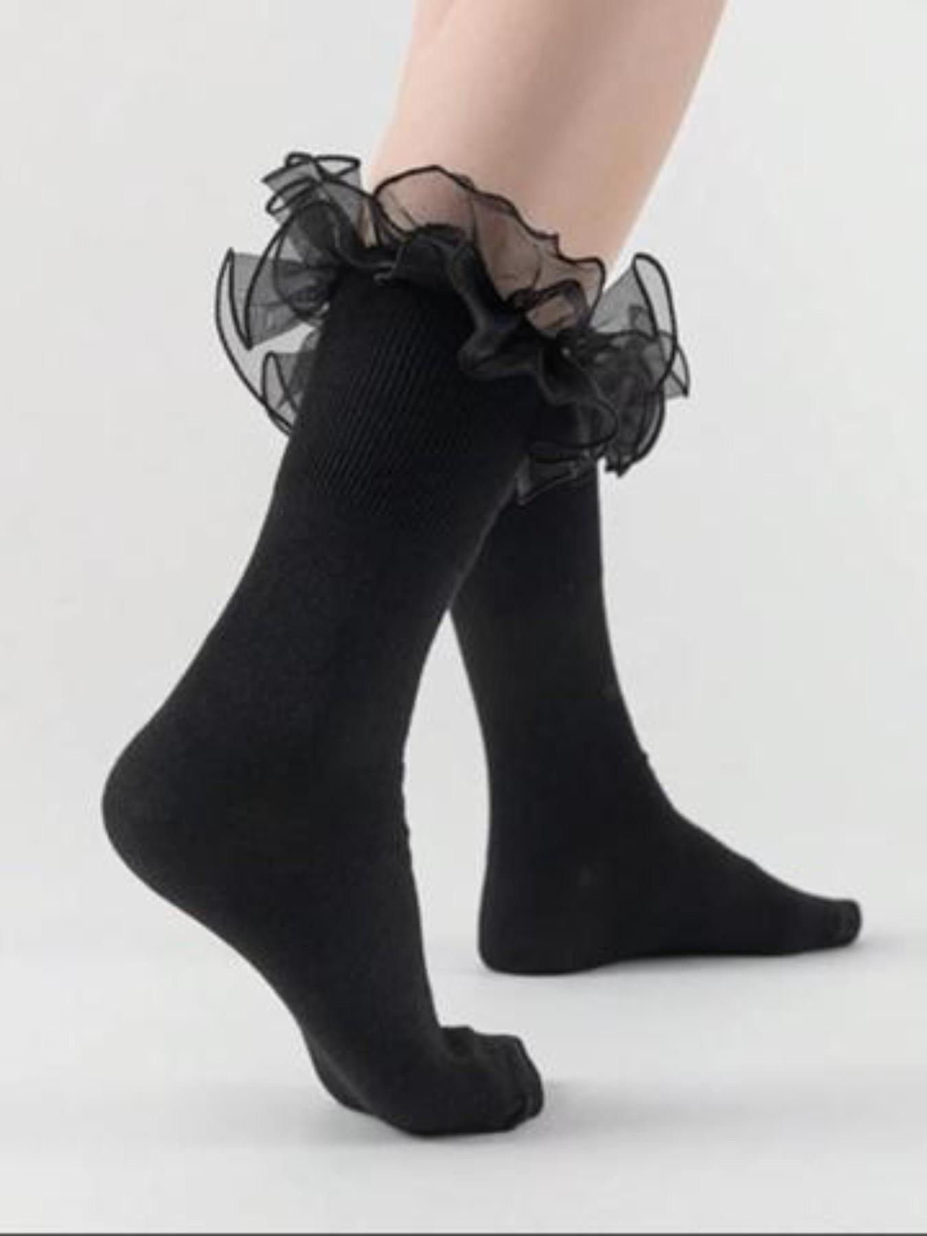 Ruffled Socks, Girl's Folded Ruffle Decorative Socks, Dance Socks, Princess Socks, Fashionable Anklet Socks for Kids