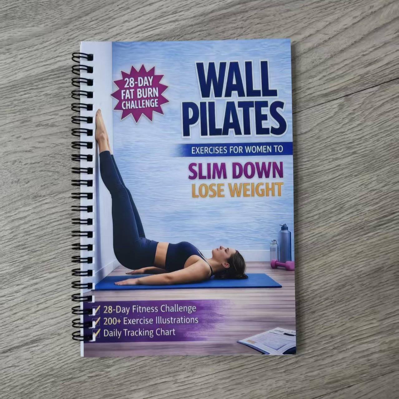 Women's Wall Pilates 28-Day Fat Loss Training Manual, Beginner Home Workout Log, Body Sculpting Fitness Challenge Book