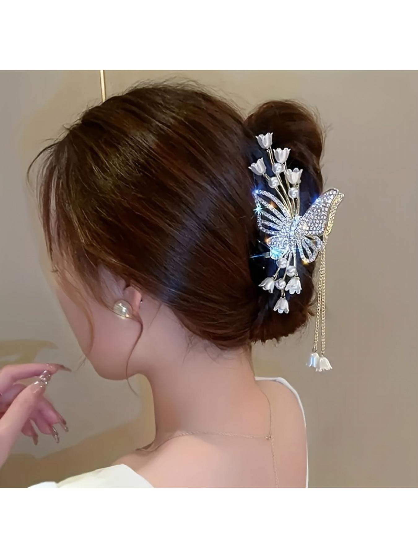 Vintage Hanfu Tassel Hair Clip Chinese Style Butterfly Hairpin Retro Headpiece for Women