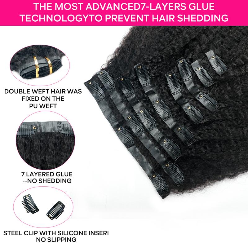 [Super Deal] CheetahBeauty Straight Clip in Hair Extensions Real Human Hair Seamless PU Clip ins Hair for Black Women Clip in 100% Brazilian Remy Hair Extensions 8pcs Per Set with 18 Clips 120g/pack TikTokShopBlackFriday