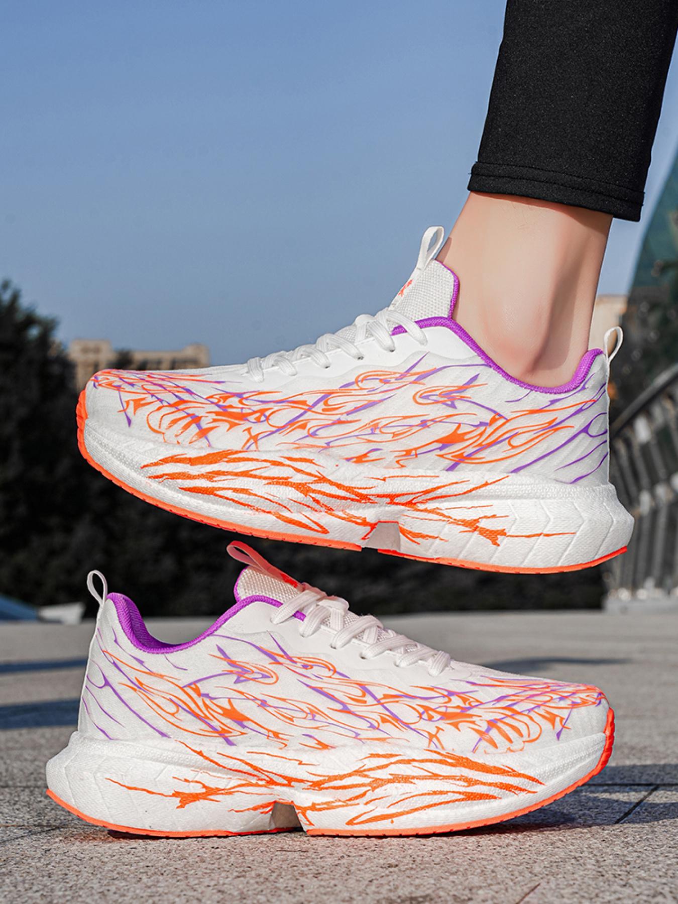 Unisex Black-Red Flame Running Shoes: Cushioned Rebound Design, Professional Marathon & Training Sneakers