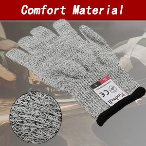 Gray Glass Fiber Work Gloves for Kitchen Cutting & Food Handling - Comfortable Elastic Cuffs, Breathable, Washable, S/M/L Sizes