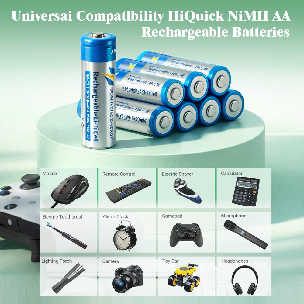 8pcs 500mA AA Titanium Lithium Battery Set with Custom Charging Case | For Remotes, Toys & Mor