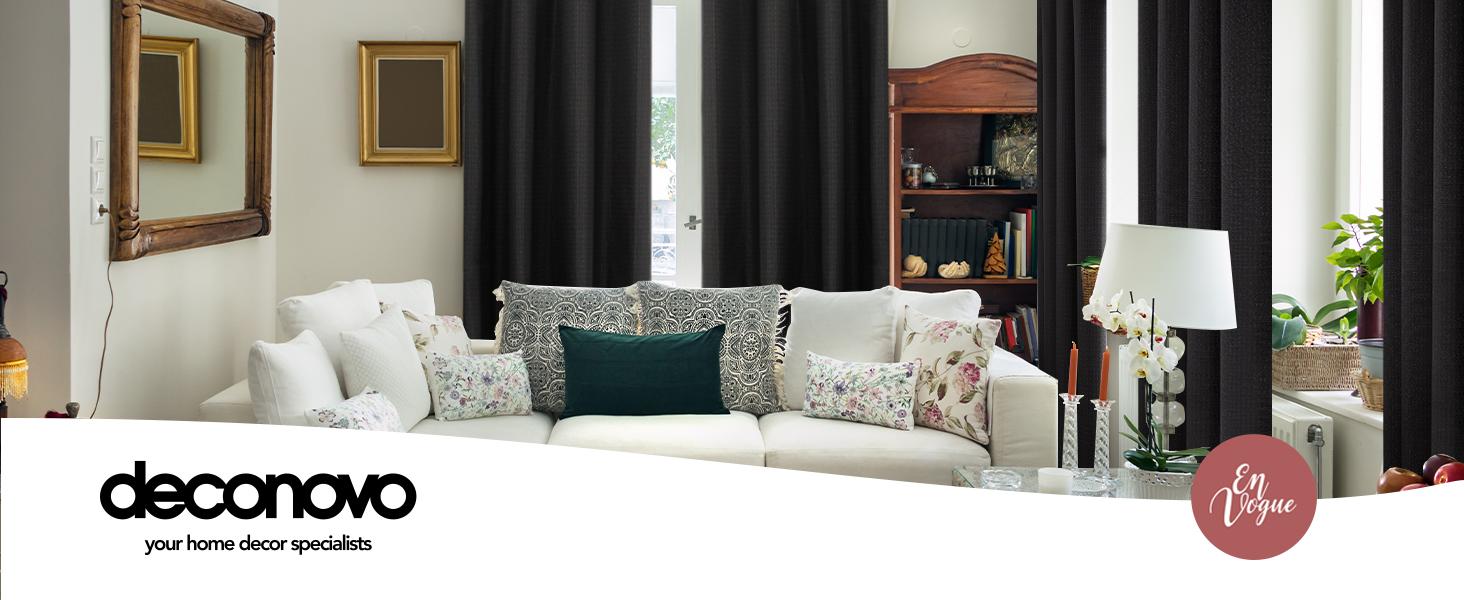 Deconovo Lightweight Total Blackout Curtains(2 Panels) with Grommets Top - Designed With a Light Weight Fabric, Ideal for the Bedroom, Living Room, Kitchen, Patio, Balcony, Hotels and Restaurant