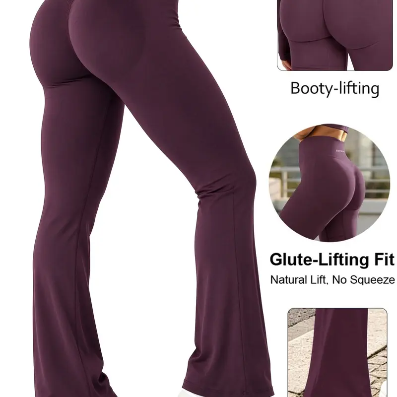 BBFIRA Women's Seamless Slightly Flared Cut Yoga Pants, Yoga Bottoms, High-Elasticity Tummy Control and Butt-Lifting for Yoga & Workouts