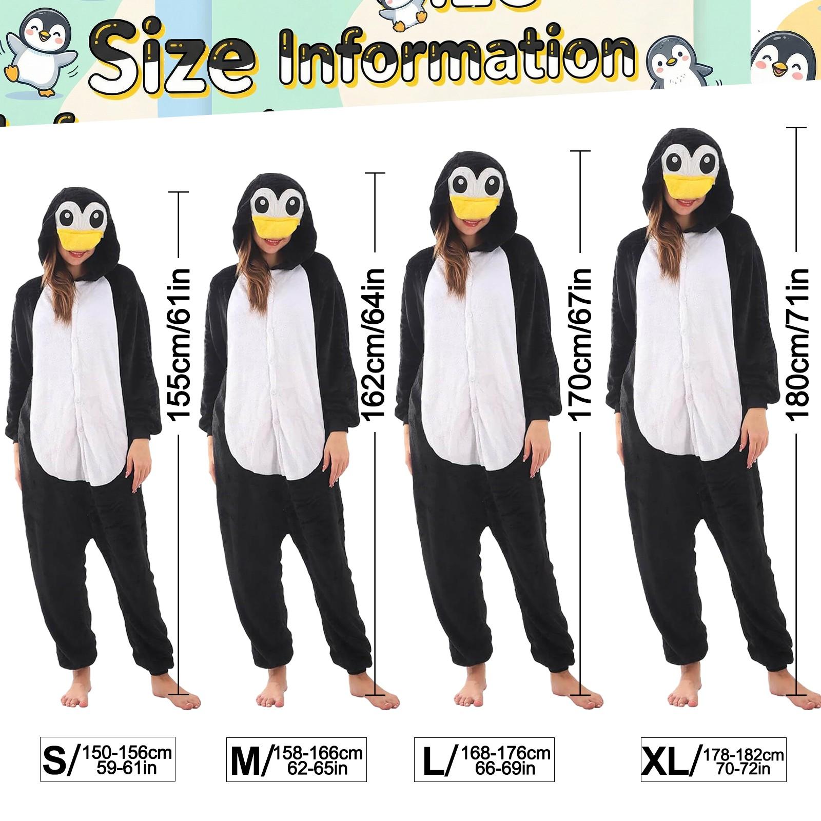 Penguin Wearable Hooded Blanket Onesie, Cozy Fleece Throw for Adults, Perfect for Halloween, Football Games, Graduation Parties