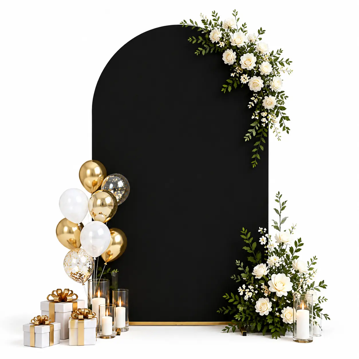 Stretch Fit High Elastic Spandex Arch Draping Backdrop Cover - 5Ft‑White, Multi Sizes (5FT/6FT/6.6FT/7.2FT), Double-Sided Solid Color Washable Fabric, Wedding Ceremony & Bridal Shower Party Supplies