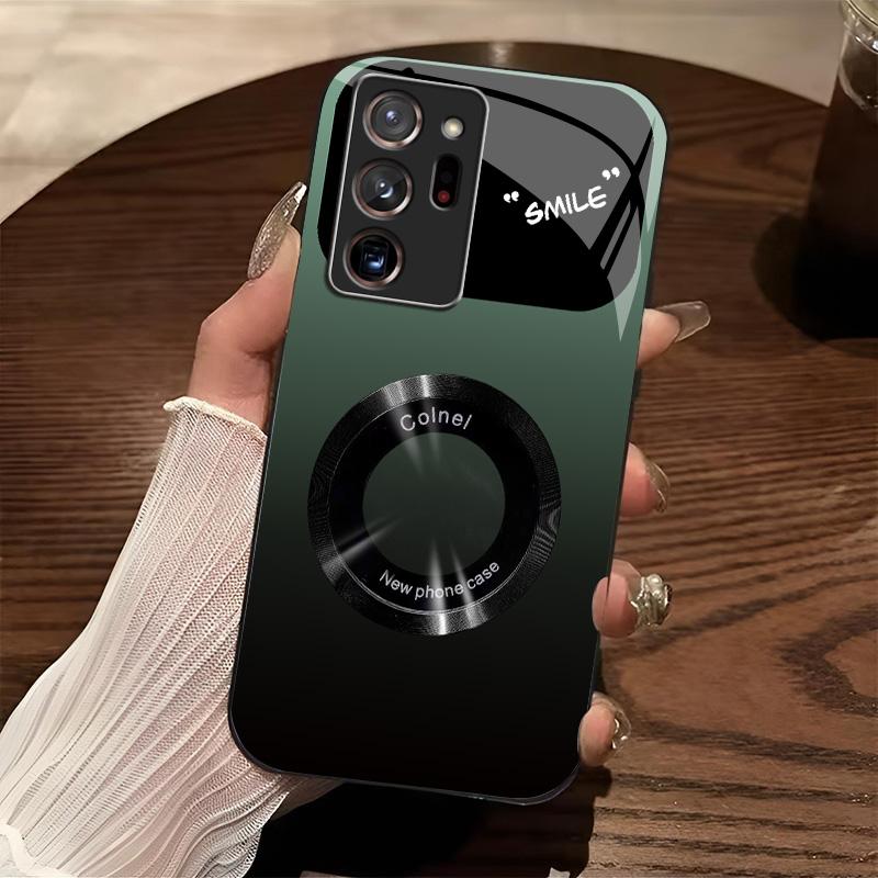 Gradient Glass Magnetic Phone Case for 【Galaxy Note20 Ultra 5g】, Luxury Matte Shockproof Cover with Camera Lens Protector 666