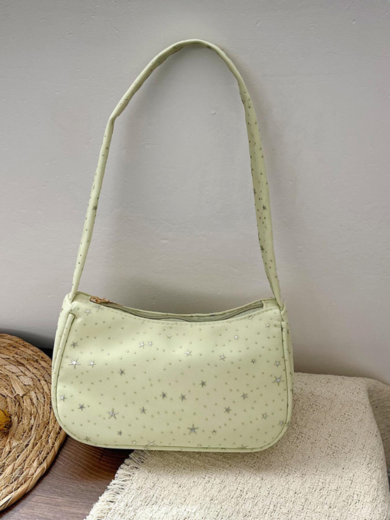 Single Shoulder Bag with Star Pattern Decoration, Simple Casual Style, Versatile and Fashionable, Pure Color Design, Perfect for Daily Use