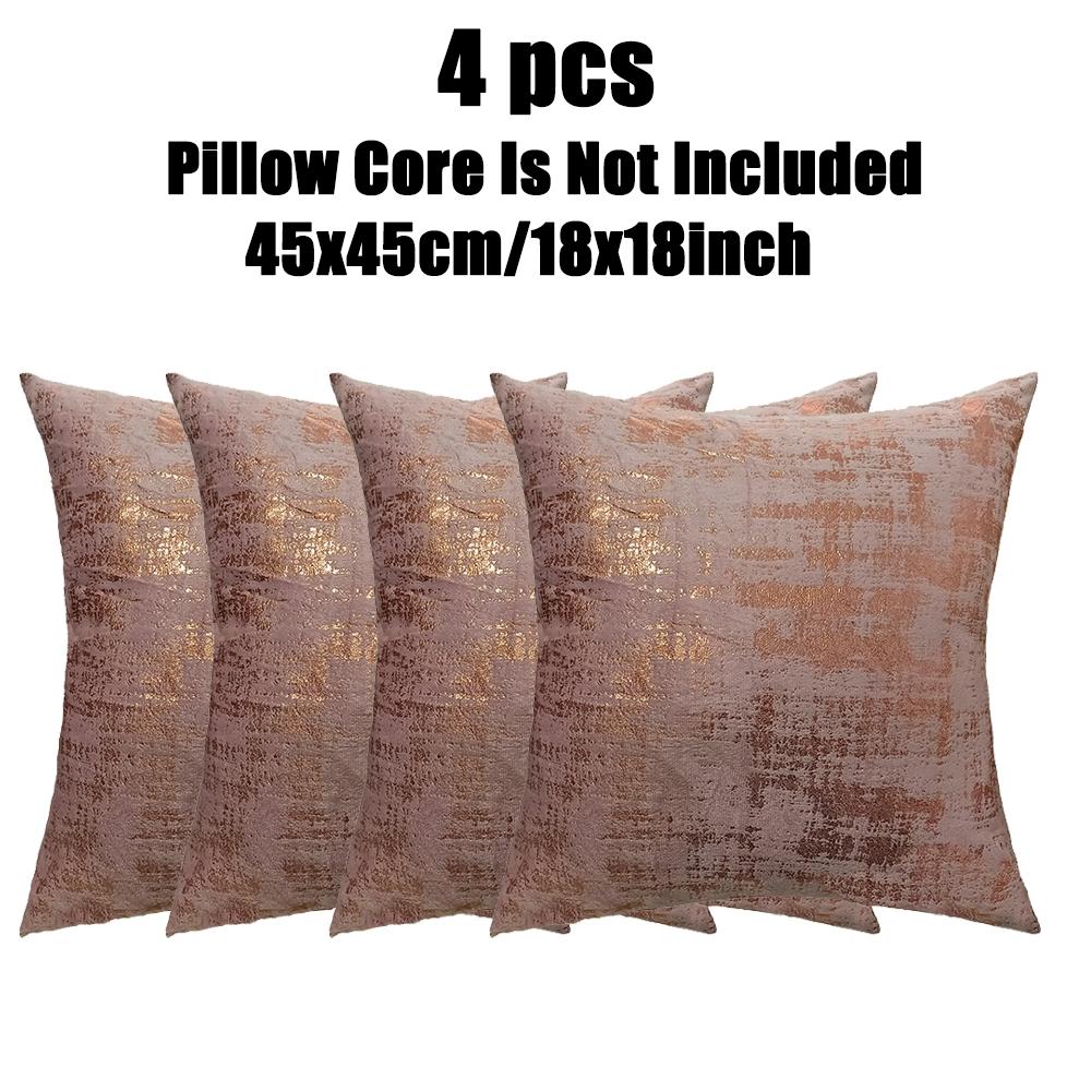 4pcs Pillow Covers Set, Silver Soft Modern Style, Home Sofa Chair Backrest Decorative Cushion Cover