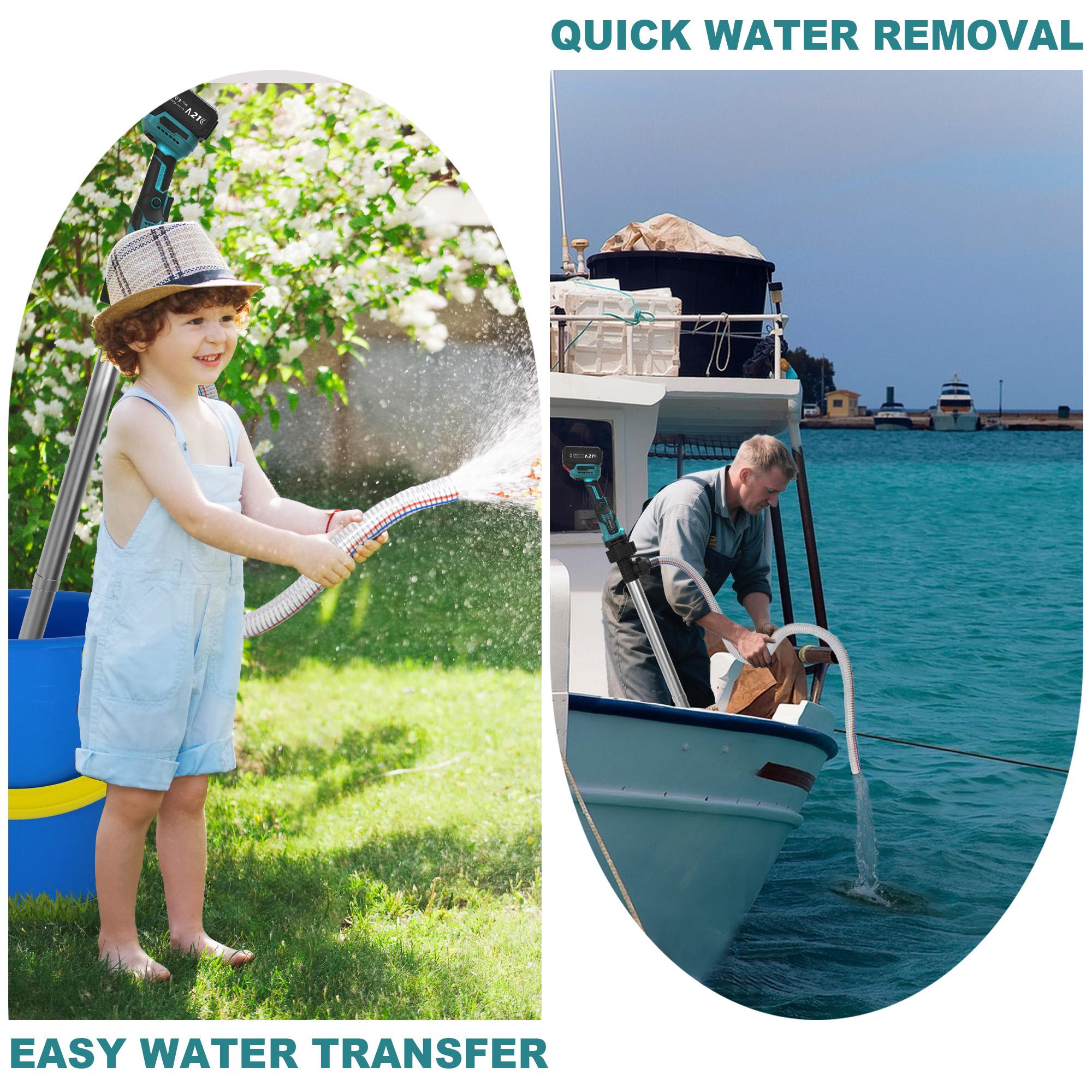 Kaitnax Cordless Stick Water Transfer Pump, with 4000mAh 21V Battery & Charger, 720GPH, 32FT Head, Handheld Portable Utility Sump Pump Kit with 3/4" Outlet for Pool/Garden/Pond/RV/Boat Draining