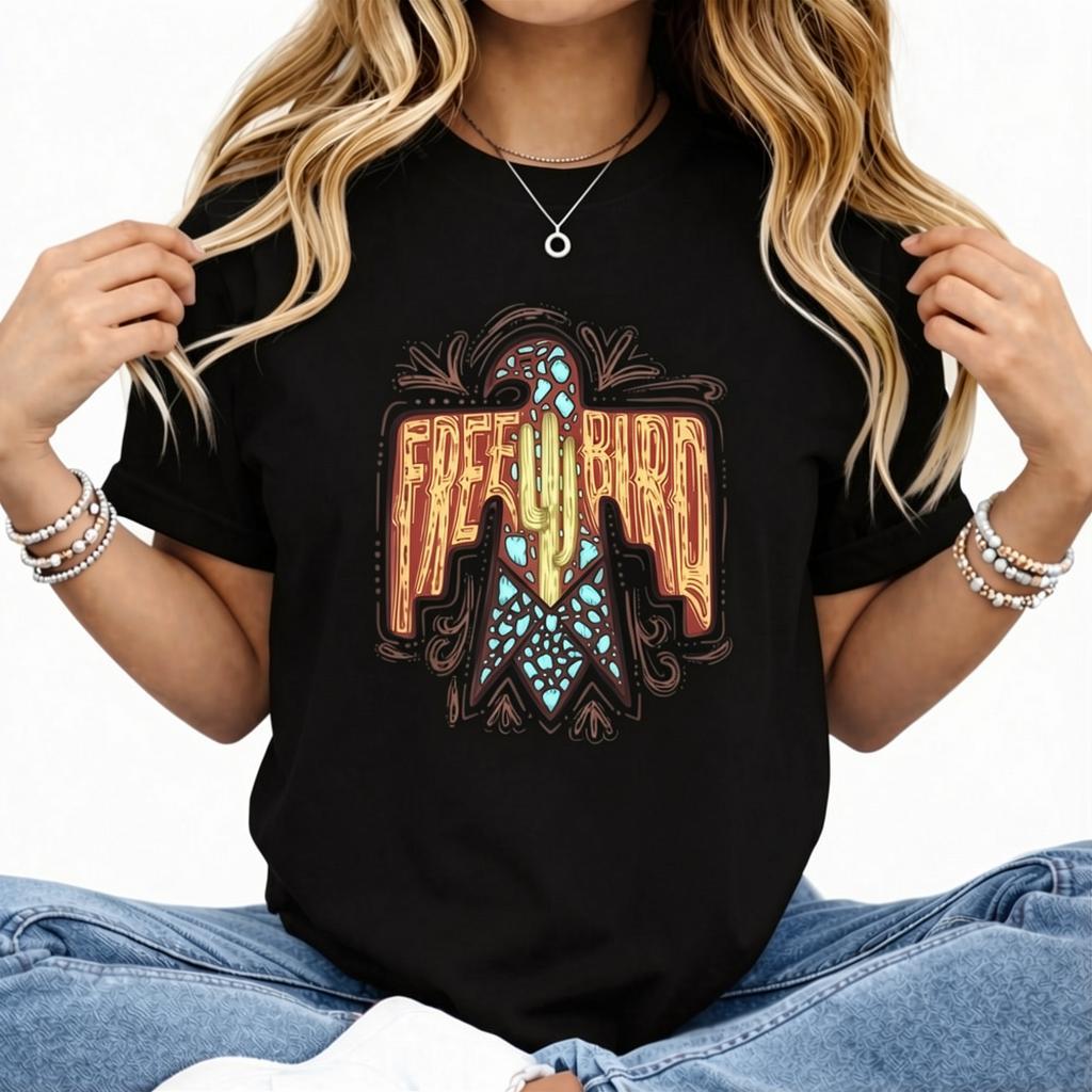 Free Bird Western Graphic Tee – Comfort Colors Oversized Tee