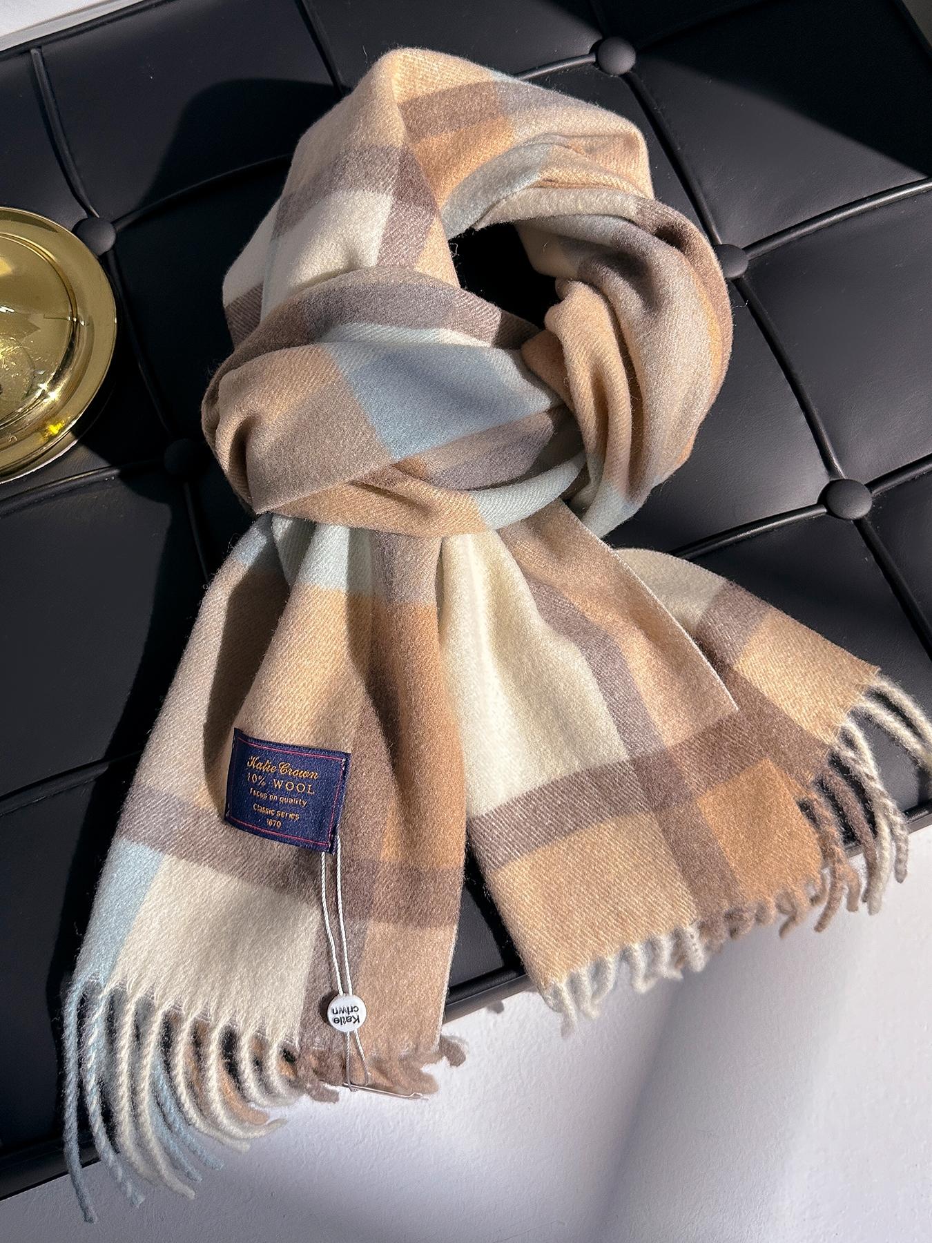 Women's Plaid Print Scarf with Fringe Decoration, Warm & Comfortable Fall/winter Accessory, Fashionable Boho Style for Women & Girls