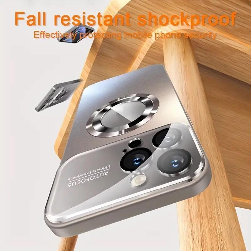 High-Quality Matte Titanium-Color Magnetic Casing for iPhone 11-17 Pro Max, Smartphone Handheld Devices Protection Cover Compatible with MagSafe Wireless Charging, Accessories