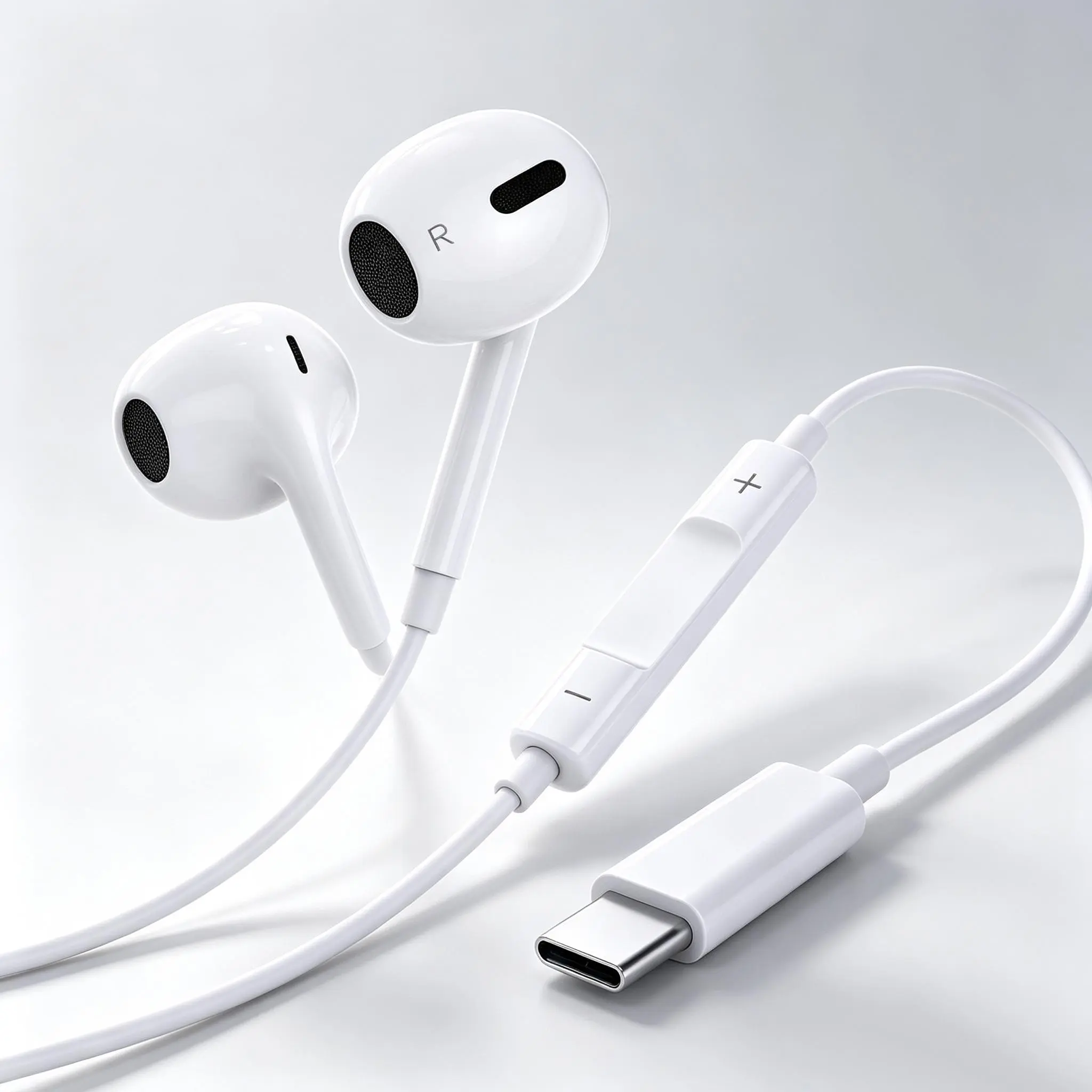 Semi-In-Ear USB-C Wired Earbuds with Plug, Mic, Volume Control & HiFi Stereo Sound, Connector Cable with Port for Android Devices