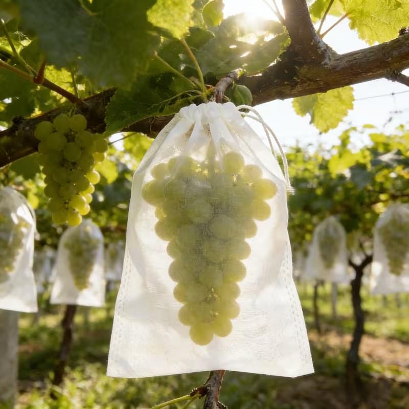 50Pcs Breathable Anti-Insect Fruit Net Bags with Drawstring, Bird Proof Protection Covers for Fruit Trees