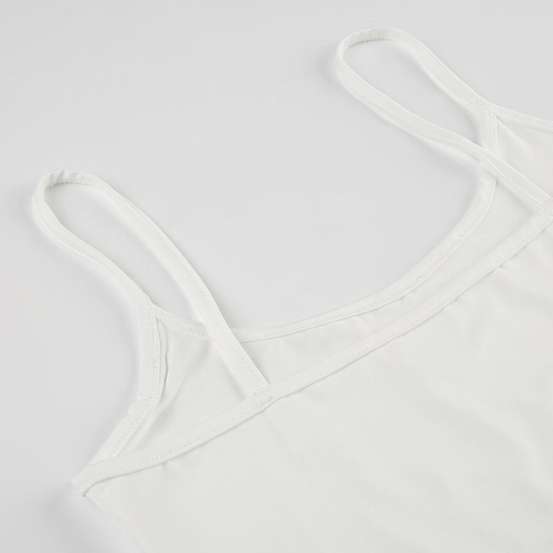 Women's Solid Backless Crop Cami Top, Casual Comfort Minimalist Basic Spaghetti Strap Sleeveless Camisole for Summer, Lady's Top for Daily Wear