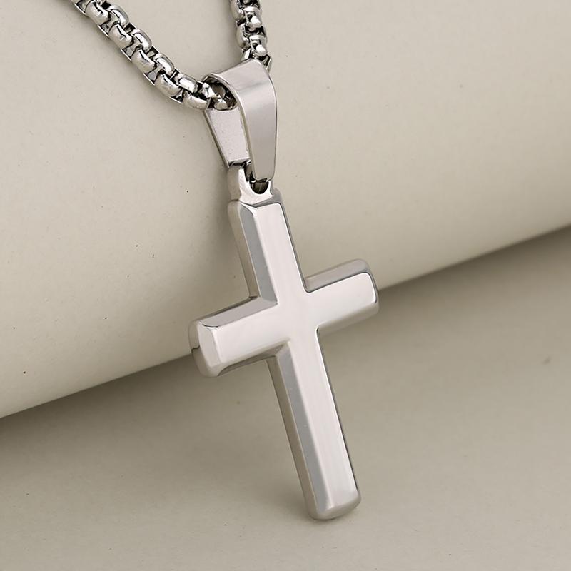 Cross Necklace Set for Men & Women – 2PCS Titanium Steel Pendant Chain, Meaningful Prayer Gift for Him & Her