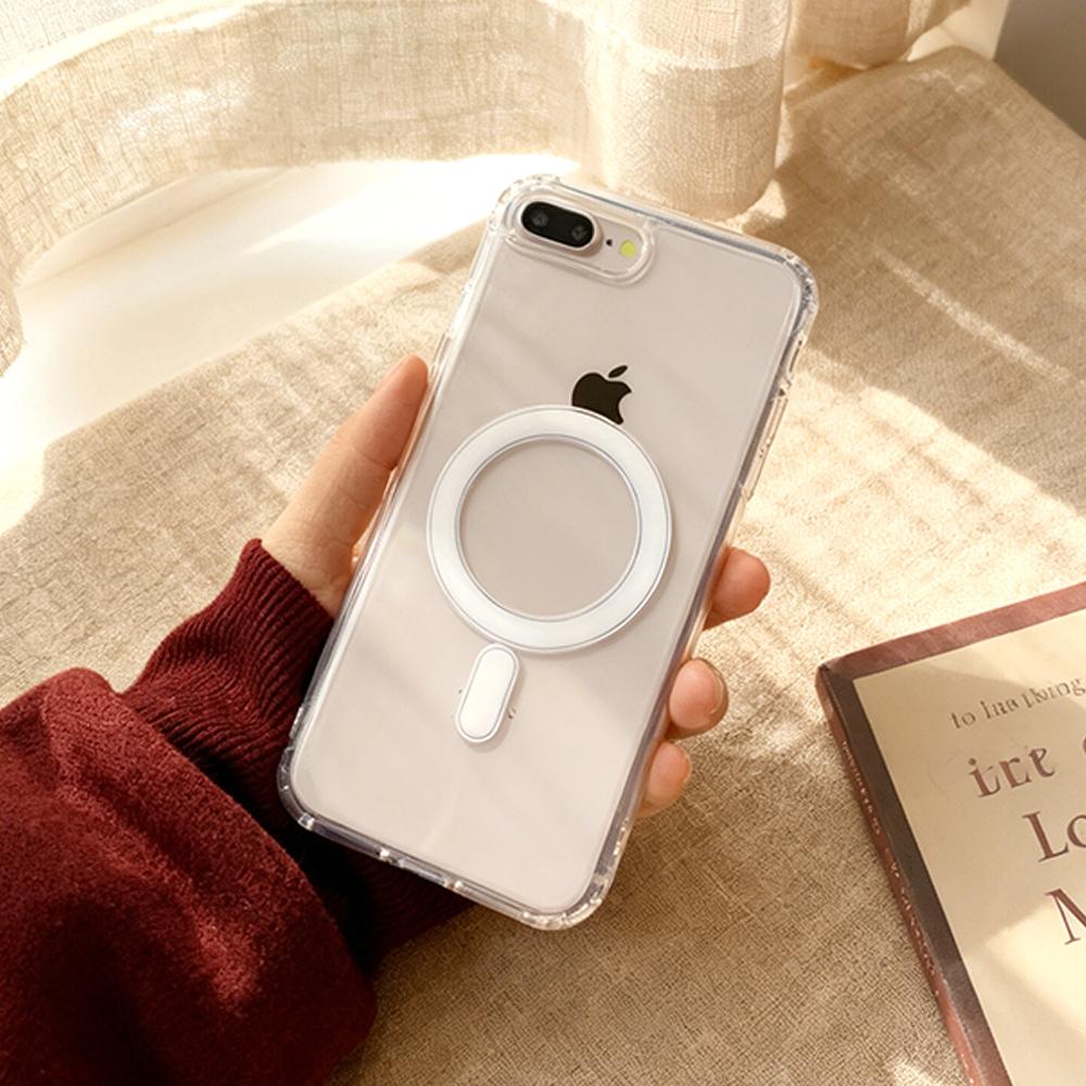 For iPhone 7 8 SE2 SE3 7Plus 8Plus Hard Acrylic Protective Cover Magnetic Wireless Charge Clear Protector Case
