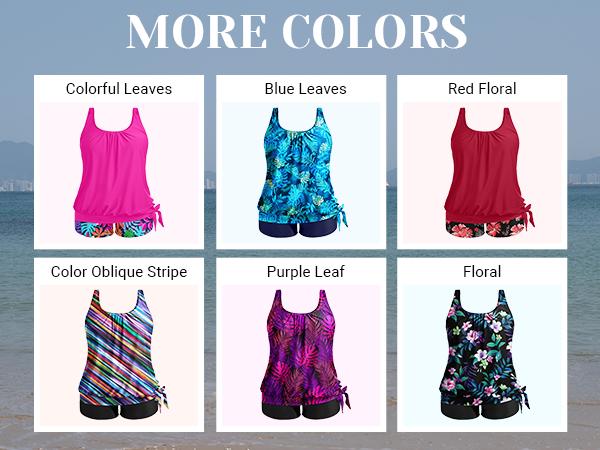 Holipick Black Plus Size Swimsuit for Women Two Piece Tankini Set Tummy Control Bathing Suits Blouson Tankini Top with Boy Shorts