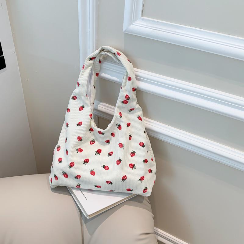 Strawberry Pattern Tote Bag, Casual Large Capacity Shoulder Bag for Women, Trendy All-match Bag for Daily Use