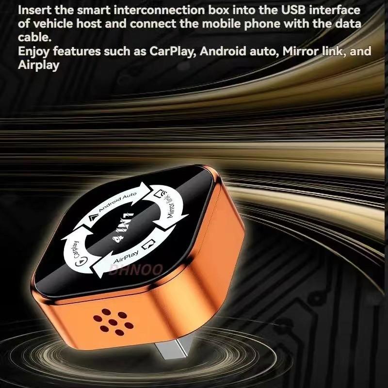 2026 New 4-In-1 Carplay Wireless Adapter, Compatible with iPhone/android, Fast Connection, Hands-Free Call, Airplay, Mirror Link, Bluetooth-compatible 5.0