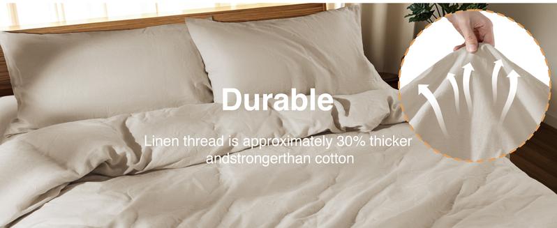 Sonoro Kate French Pure Linen Sheet Set 4PCS – Soft, Breathable & Cooling Bed Sheets for All Seasons, Durable with 16" Deep Pocket – in Natural Linen