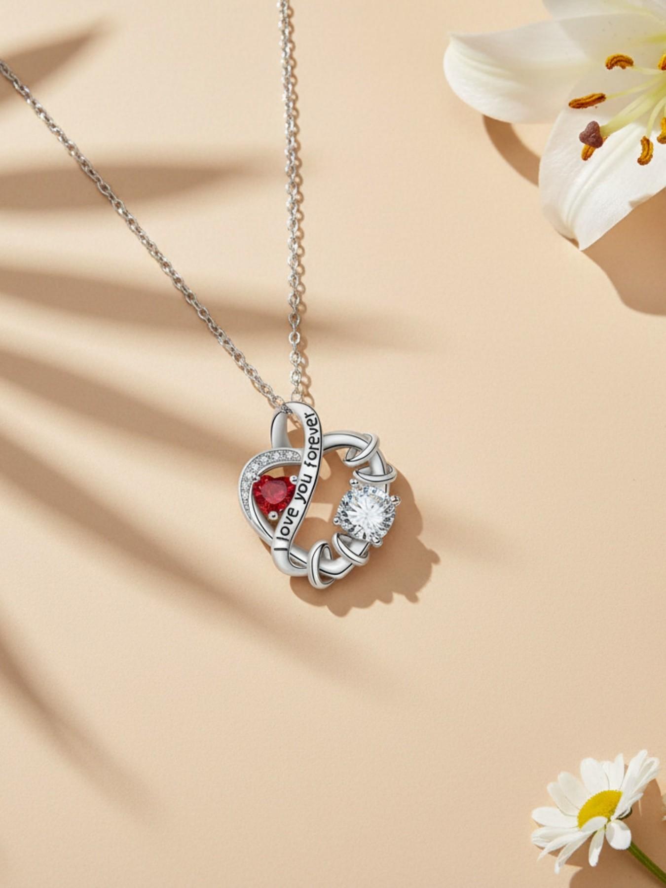 Eternal Burning Heart Original high-end heart-shaped "I Love You" gem necklace with luxury premium design.Paired with a preserved rose & teddy bear gift box.Perfect mysterious gift for festivals, birthdays, Valentine's Day, Mother's Day and Christmas.