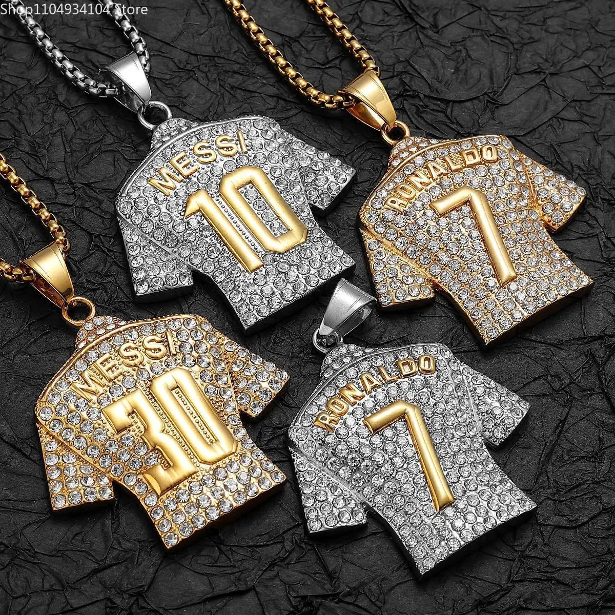 Messi Cristiano Ronaldo Neymar Mbappé Haaland Football Jersey Man Necklaces Stainless Steel Pendant Chain Jewelry Gift, 60Cm, Chain Jewelry Necklaces, Anti-Allergic, Dropshipping
