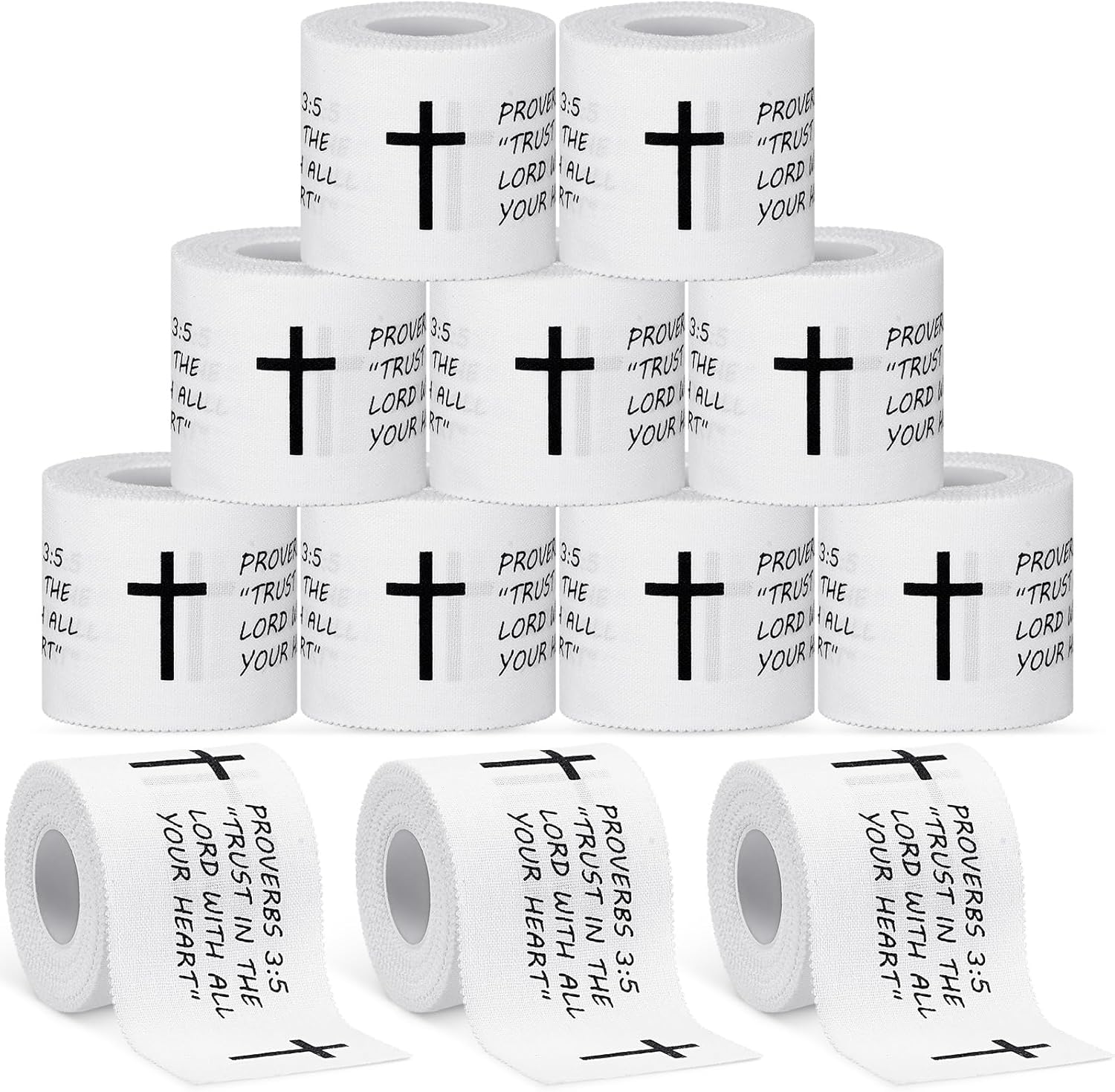 4-8 Pcs Christian Athletic Tape 2in x 23ft, Sports Wrist Wrap with Cross & Bible Verses, Religious Tape for Soccer Football Boxing Gym Trainers, Inspirational Gift for Church