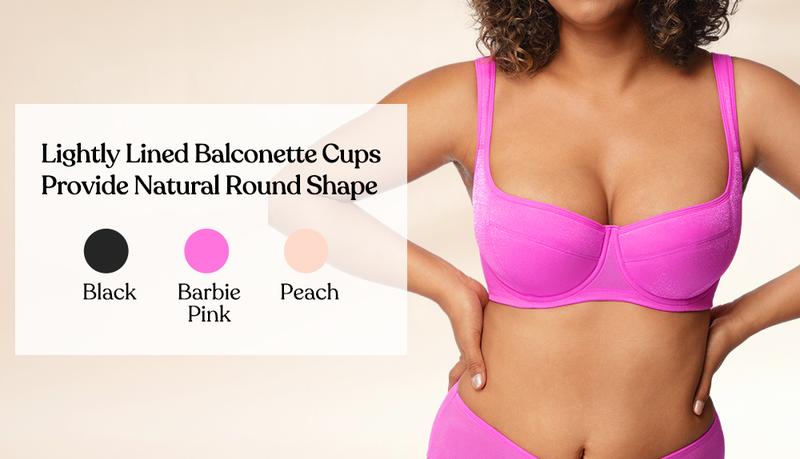 HSIA Starry Night Sexy Shimmering Bra Plus Size 4mm Thin Padded Underwire Support Scoop Neck Lingerie