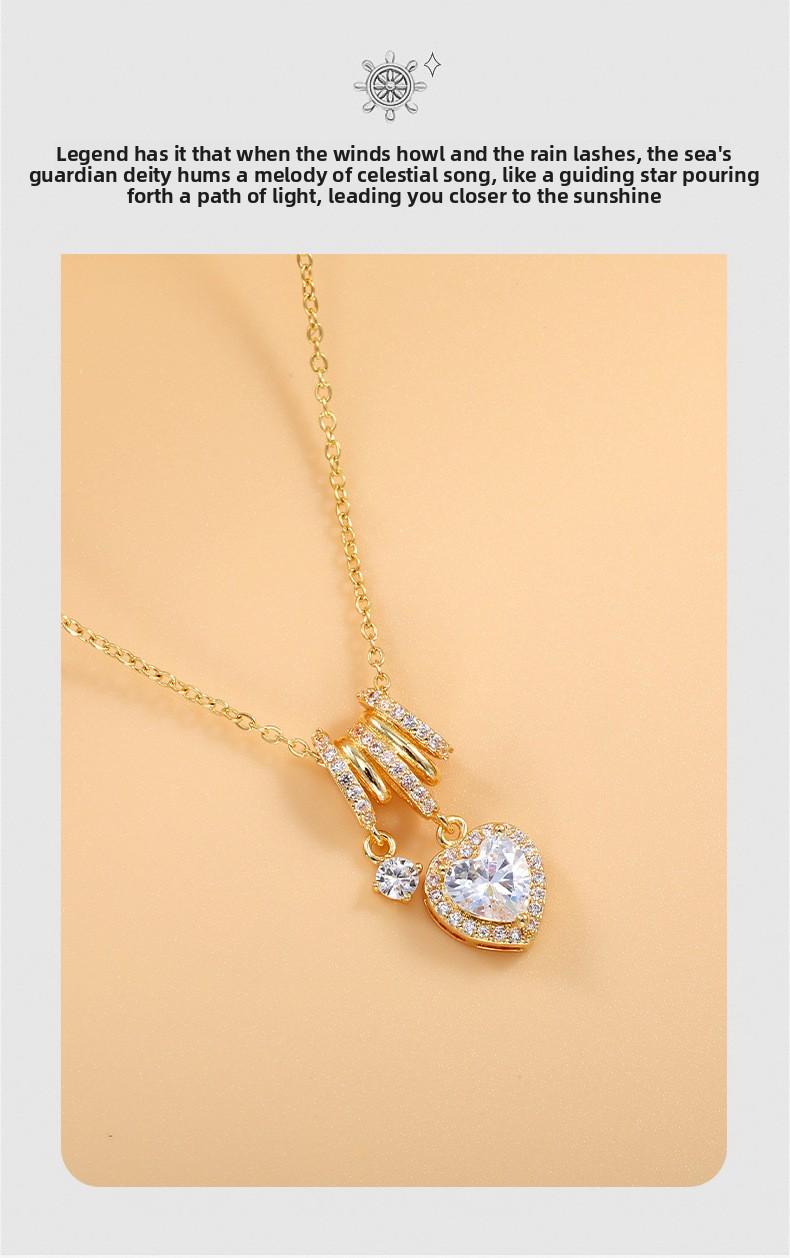 Unique design exquisite heart-shaped zircon necklace, summer fashion temperament collarbone chain, versatile cross-border pendant accessory