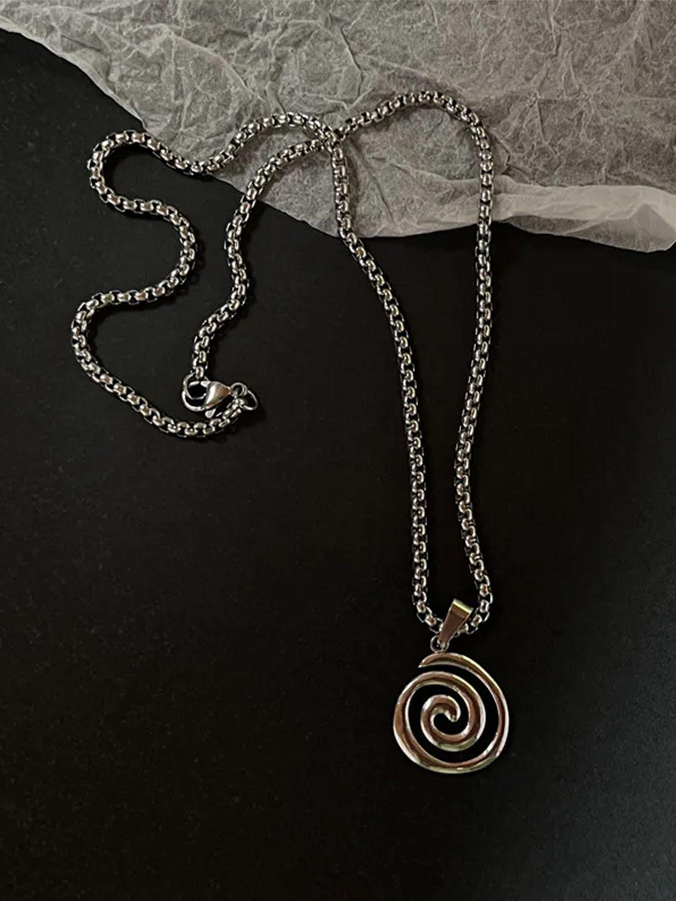 6 Piece Set Y2K Flame Heart Star Spiral Sun Pendant Necklace, Stainless Steel Chain, Punk Simple Unisex Couple Jewelry for Daily Party, Fashionable Jewelry Accessories