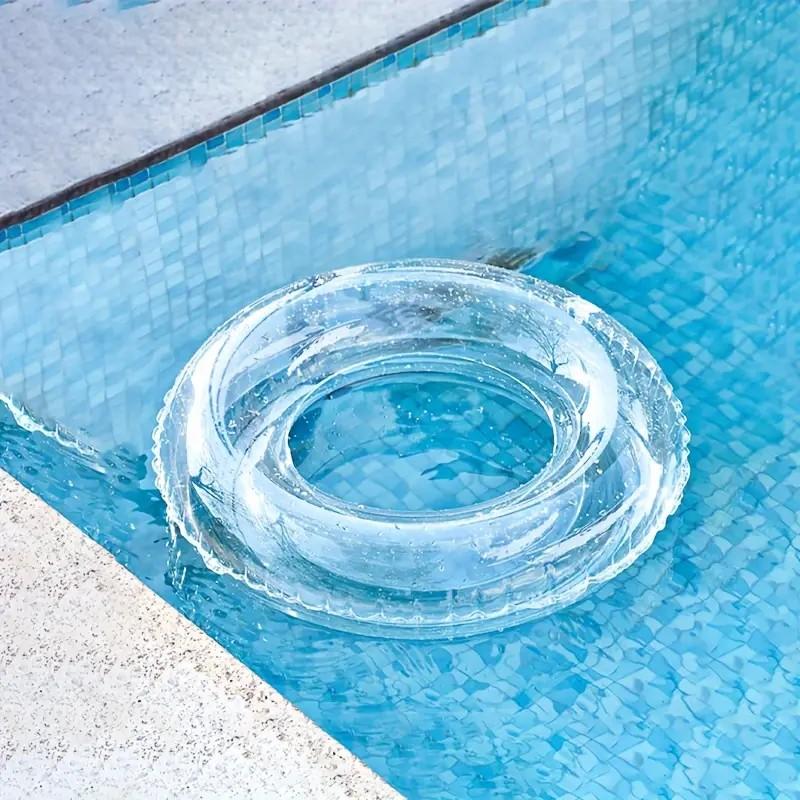 Adult Transparent Sequined Round Swimming Ring, Large Thick PVC Swim Buoyancy Aid, Comfortable Water Safety Accessory