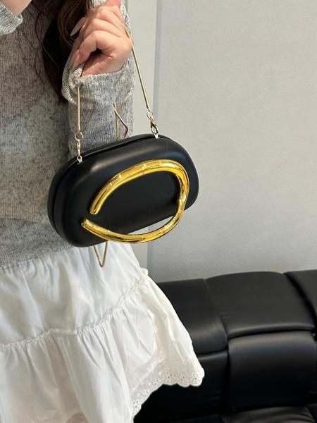 Elegant Women's Chain Shoulder Evening Bag, Fashion Handbag, Party Decoration Bag, Hard Shell Metal Clutch, Box Bag, All Seasons, Fashionable Unique Bags