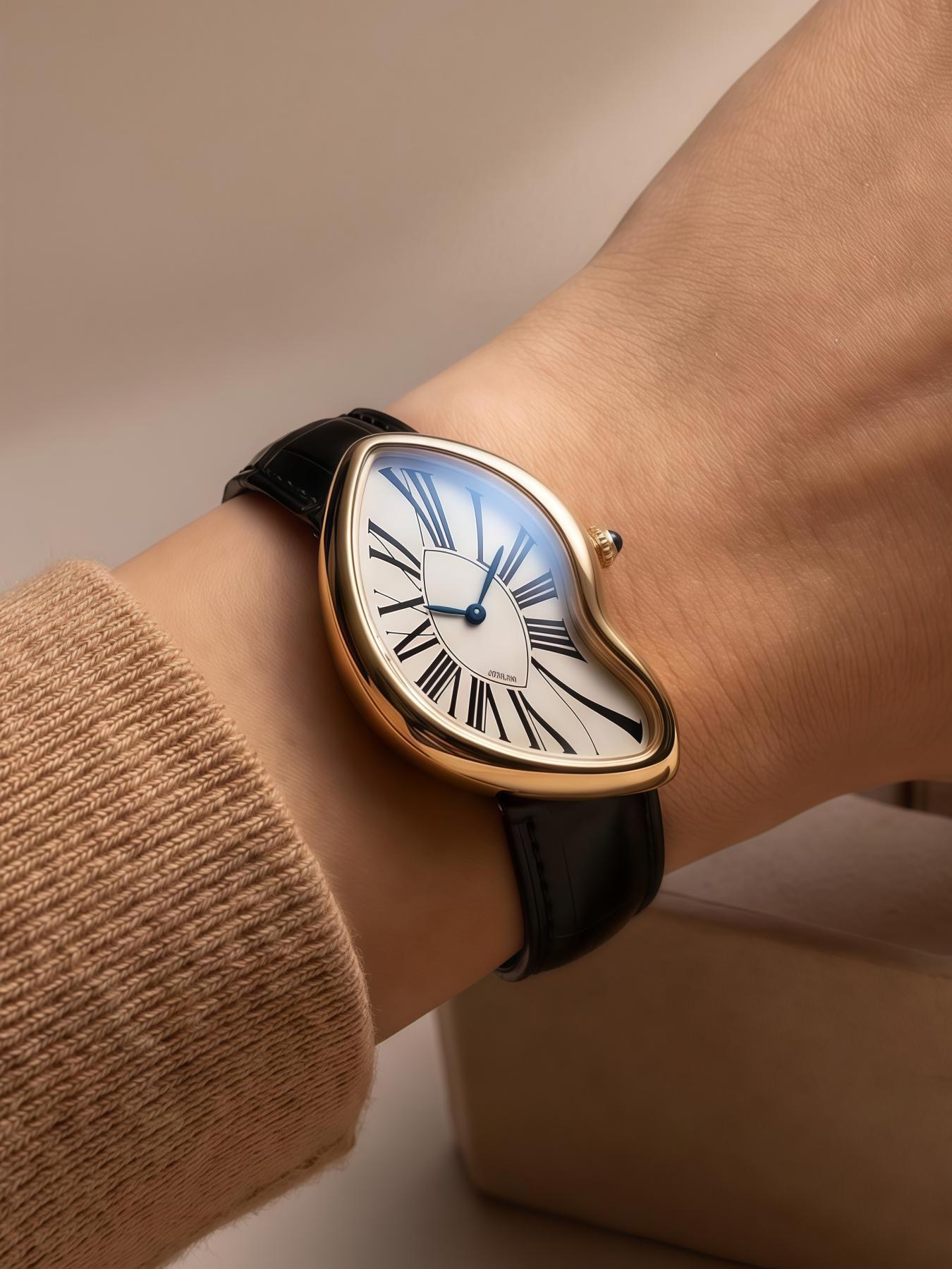 Fashionable Irregular Shape Watch, Retro Y2K Design, Quartz Movement, Alloy Case, Mineral Glass, Unique Fashion Accessory, Unusual Shape Watch, Quartz Analog Watches