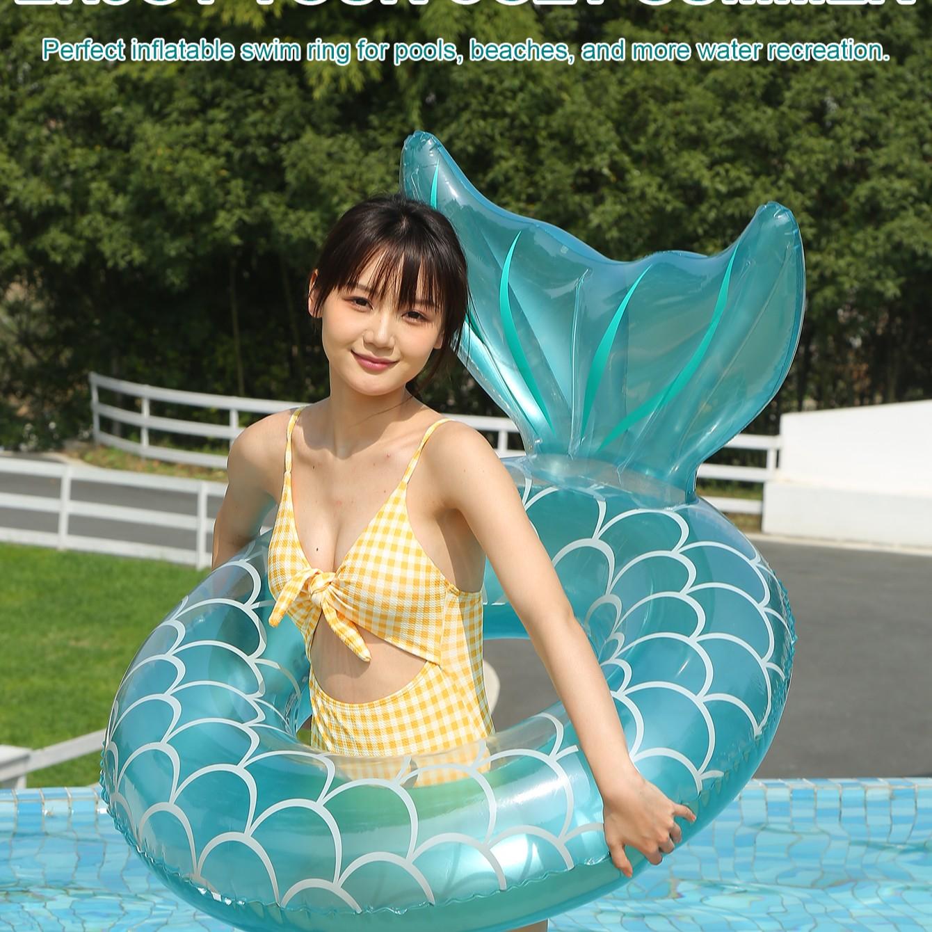 Mermaid Tail Pool Float, Cute Fun Swimming Ring, Outdoor Pool and Beach Use, Party Floating Circle, 1 Piece Pack