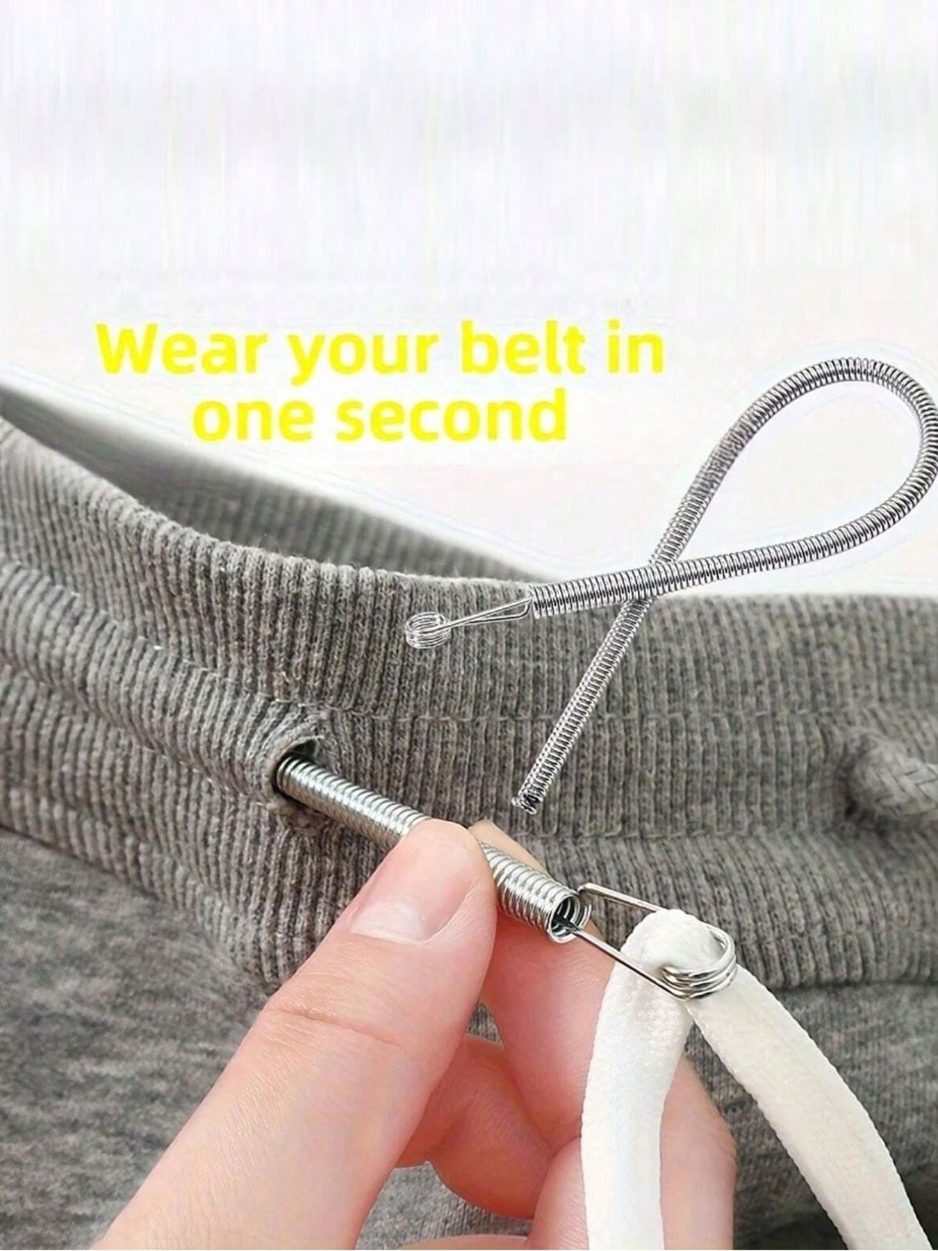 Spring-Loaded Flexible Drawstring Replacement Tool | 2-In-1 Elastic Band Inserter For Pants, Hoodies & Skirts | Home Essentials Kit With Waistband Stringer, No-Sew DIY Helper | Christmas Gift For Women (Steel Spring, Bendable Guide Tip)