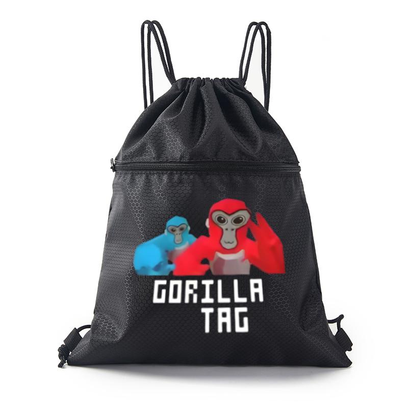 Gorilla Tag Game Characters Print Drawstring Backpack Outdoor Sport Gym Bag Lightweight for Teens Youth Students Unisex Suitable for School Travel Hiking Daily Use Perfect Gift for Christmas Birthday Graduation and Spec