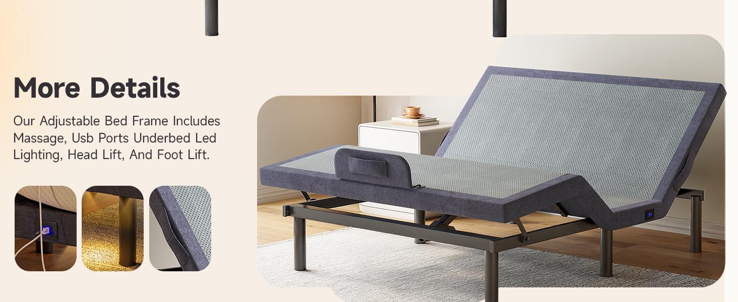 ONBRILL Twin/Queen Adjustable Bed Frame with Wireless Remote, Electric Bed Base w/3 Massage Modes, Zero Gravity Bed, Head and Foot Incline, 3 Mins Fast Assembly, 2 USB Ports, Memory Pre-Sets, Anti-Snore ONBRILL Twin/Queen Adjustable Bed Frame with Wireless Remote, Electric Bed Base w/3 Massage Modes, Zero Gravity Bed, Head and Foot Incline, 3 Mins Fast Assembly, 2 USB Ports, Memory Pre-Sets, Anti-Snore