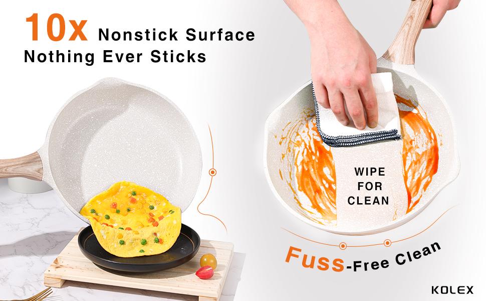 KOLEX Nonstick Cookware Sets,12-Piece Kitchenware Pots and Pans Set ...