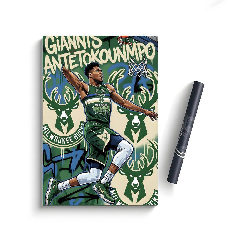 Poster Self-Adhesive Waterproof Art Sticker, Aesthetic Minimalist Wall Poster for Coffee Shop, Bar & Home Room Decor Celebrities G-Giannis Antetokounmpo
